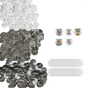 VEVOR 500 Sets 1.25 inch 32mm Pin Back Button Parts, DIY Round Button Badge Parts, Set Includes Metal Top, Plastic/Metal Button, Clear Film, and Blank Paper For Gifts Presents, Machine NOT Included