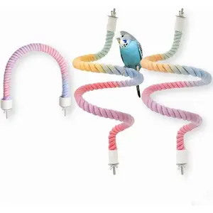 Gradient Bendable Bird Rope Perches, Climbing Stand Toy for Parakeets Budgies