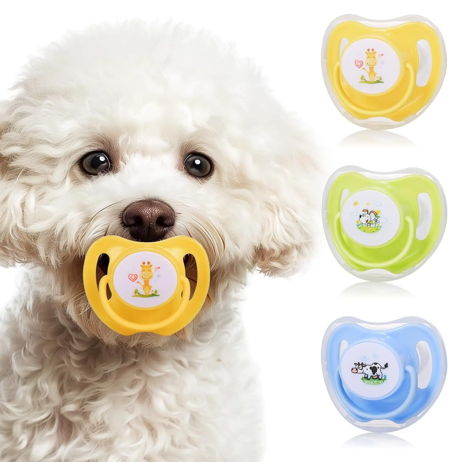 Comforting 3-Pack Portable Pet Pacifiers for Small Dogs & Cats, with Dust Covers, Cute Photo-Prop Pet Accessory (Dog & Cat Supplies)