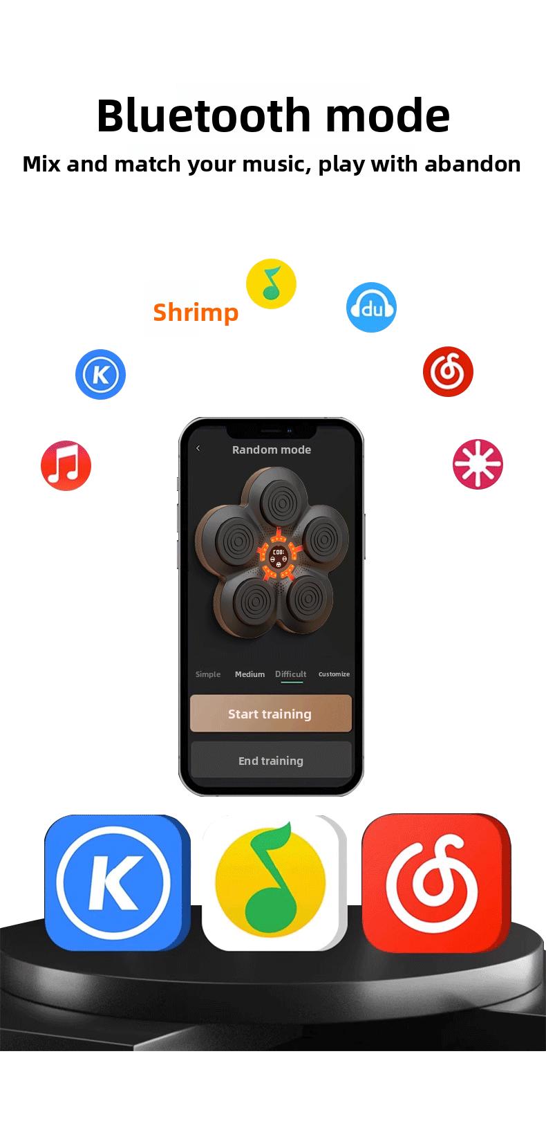 Smart Music Electronic Punching Bag Wall Target Home Boxing Trainer with Music for Kids Adults Fitness Training Punching Machine Equipment