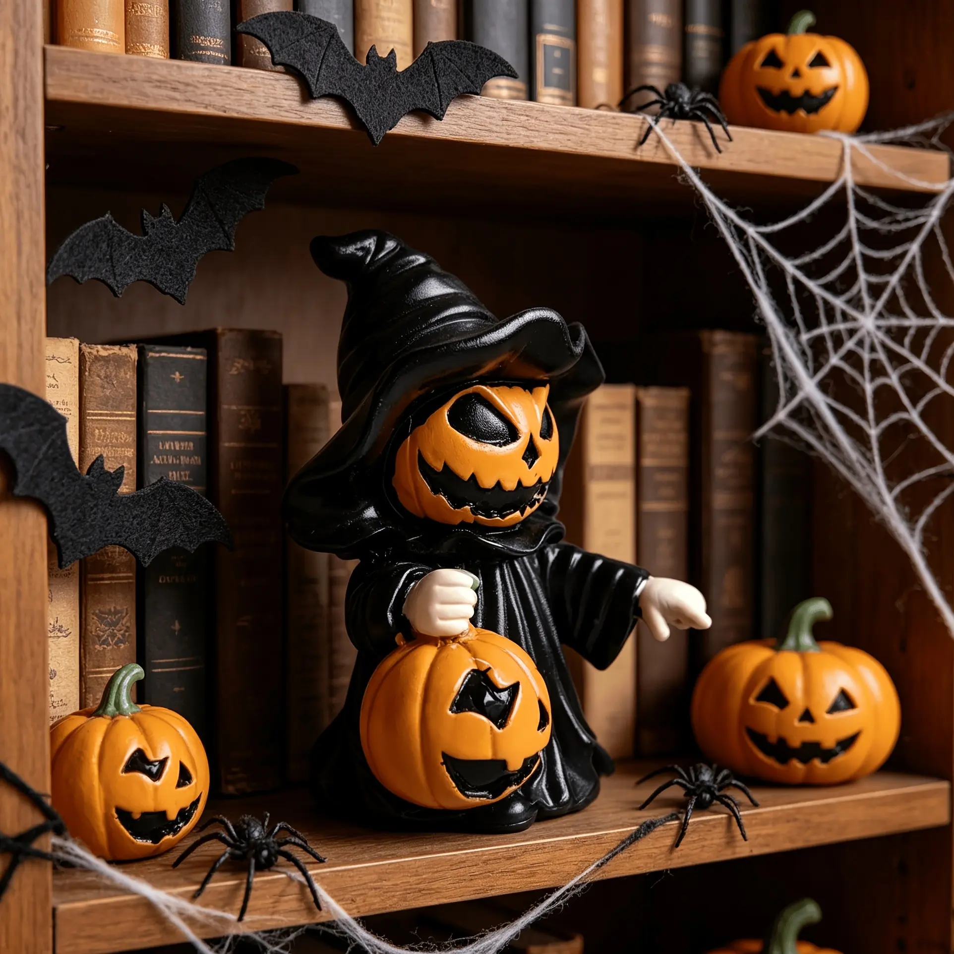 Halloween Witch Resin Figurine, Dark Theme Decor, Desk Atmosphere Ornament, Fun Design, Bookshelf, Desktop, Entryway Decoration