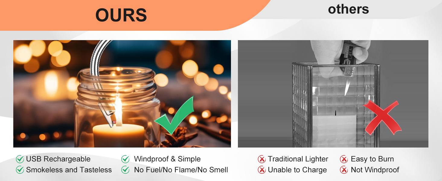 USB Rechargeable Electric Ignition Rod Wind Resistant Arc Shaped with LED Display for Barbecues Camping Fireplaces Random Color