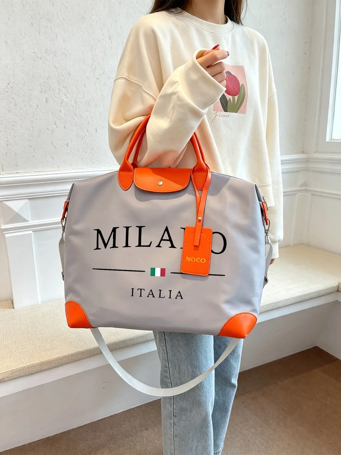 Italia Milano Pattern Handbag, Durable and Large-capacity Tote Bag, Can Be Carried By Hand or Worn Crossbody, Suitable for Work and Daily Commuting, and An Excellent Gift Choice