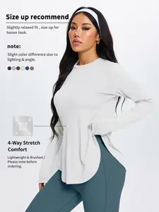 Autumn Winter Women's Long Sleeve Yoga Top, High Elastic Solid Color T-Shirt for Daily Commute, Casual Workout and Running