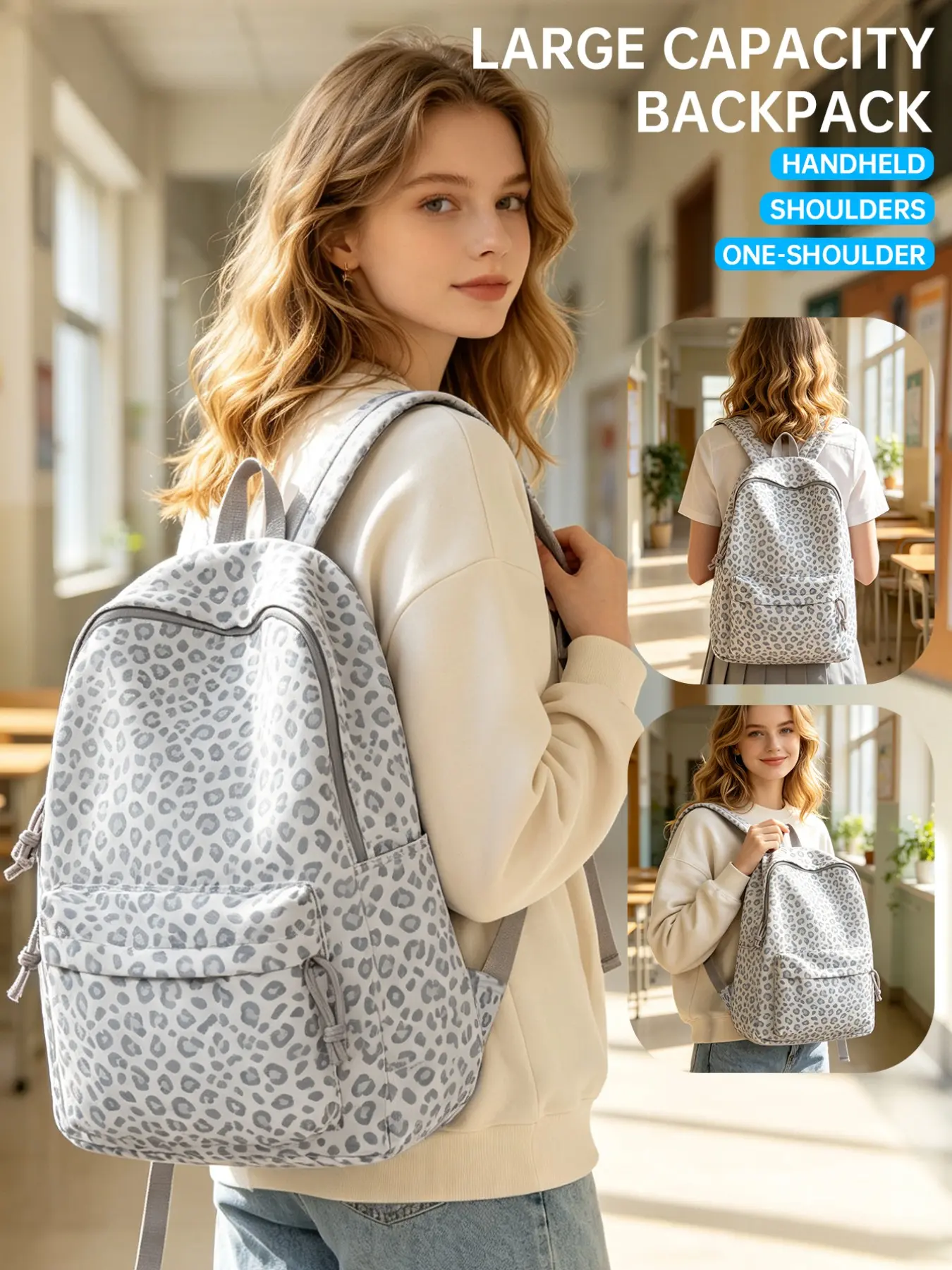 Women's double-shoulder backpack, travel backpack, Korean-style fashionable backpack, laptop case, approved for easyJet/Ryanair flights, suitable for casual use for hiking, school, and commuting, neutral style backpack