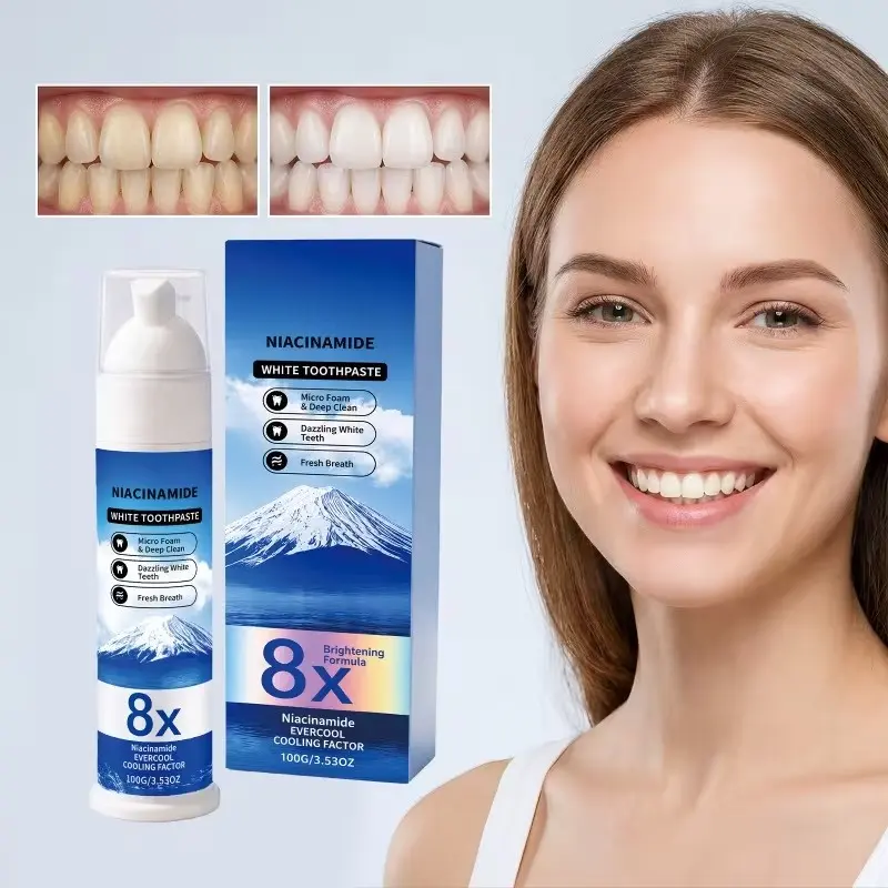 Niacinamide Toothpaste 100g, Gentle Teeth Cleaning, Removes Stains & Plaque, Fresh Breath, Contains Niacinamide, Hydrated Silica, Menthol, Nicotinamide Toothpaste