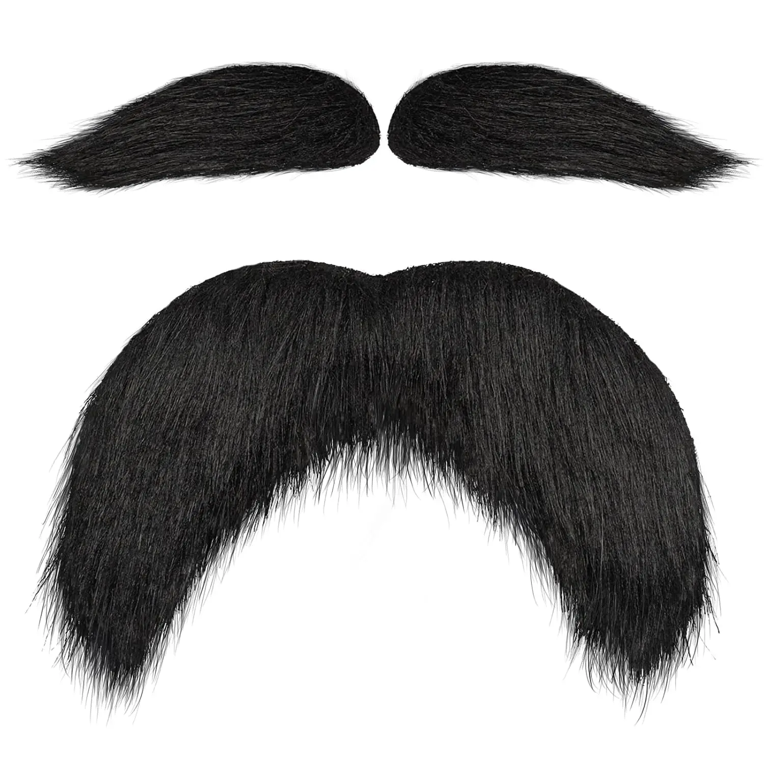 Black  Mustache and Eyebrows Set, Self Adhesive  Beard, Novelty Realistic Facial Hair for  Costume and Festival Party
