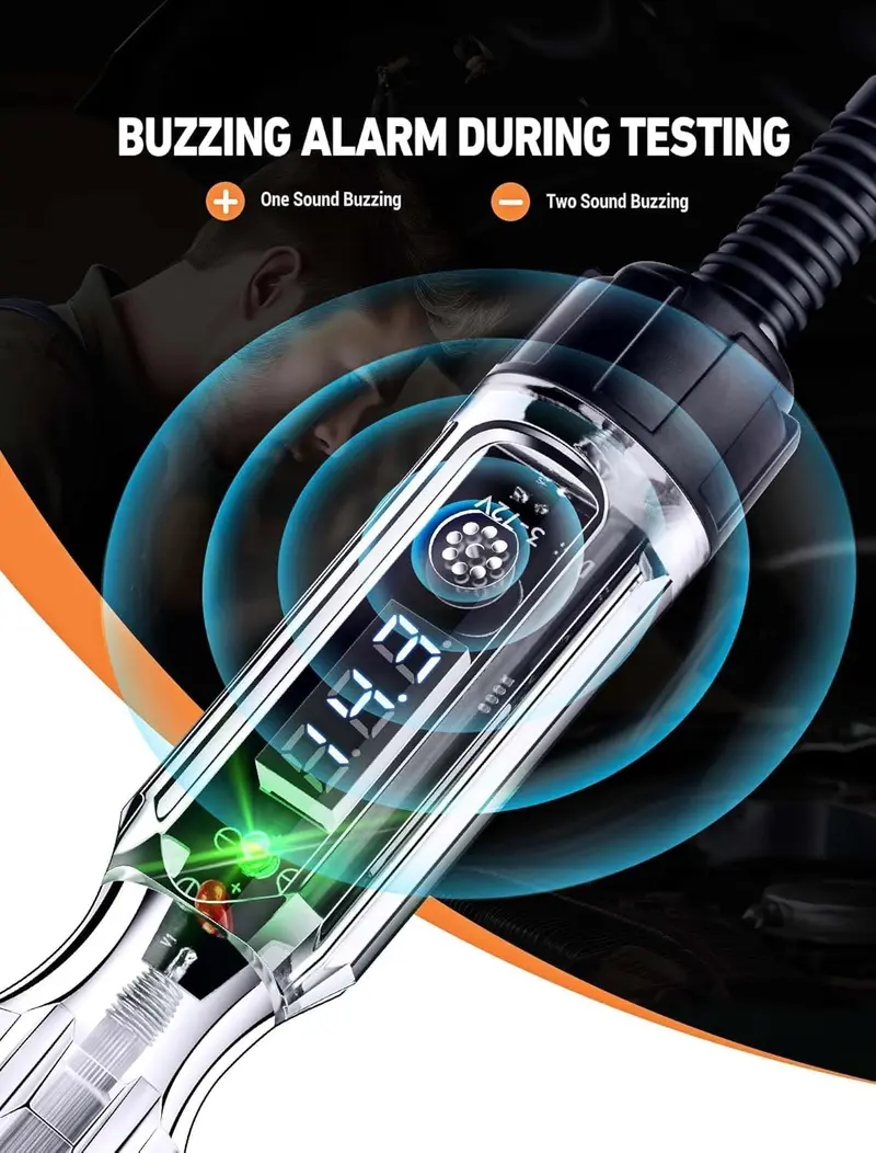 Automotive Buzzer Test Light, 3-72V DC Digital LED Circuit Tester, Light Tester with Voltmeter & Dual Color Polarity Indicate, Auto Bidirectional  Tester Electric Test Pen