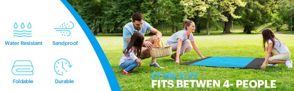 Beach Blanket Sandproof Oversized, 79''×83'' Extra Large Beach Mat, Portable Picnic Mat for Travel Camping Hiking, Lightweight Beach Essentials Family Water Resistant Mat Nylon 210T