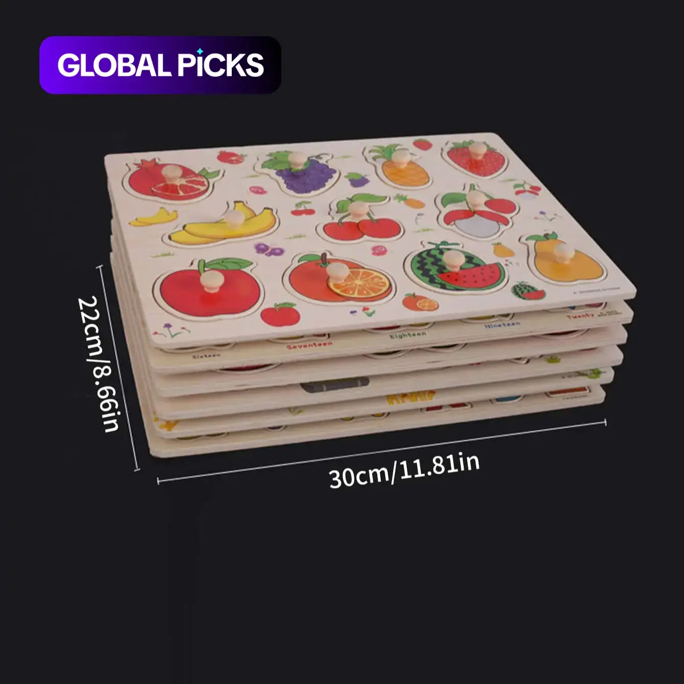 Fruit, Animal & Transportation Hand-Catch Board Puzzle Blocks Toy, Wooden Busy Board, Preschool Busy Board, Early-Education Cognitive Puzzle Set for Babies & Toddlers #GLOBAL PICKS