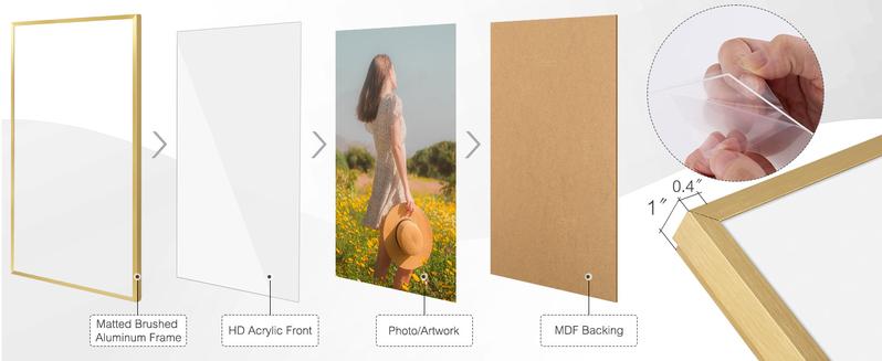 A2 Aluminum Picture Frame, Black Metal Thin Poster Frames for 16.5x23.4 inch Photo, Acrylic Front, Wall Hook for Horizontal or Vertical Display, 1 Pack A2 Aluminum Picture Frame, Black Metal Thin Poster Frames for 16.5x23.4 inch Photo, Acrylic Front, Wall Hook for Horizontal or Vertical Display, 1 Pack