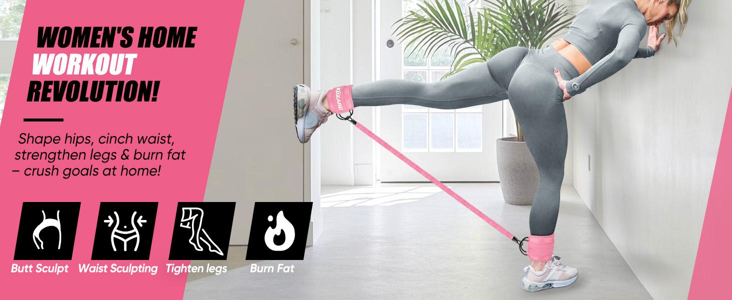 Ankle Resistance Bands with Cuffs for Working Out, Resistance Bands for Women, Exercise Bands for Leg and Glute, Booty Workout Equipment for Kickbacks,Butt and Hip Training