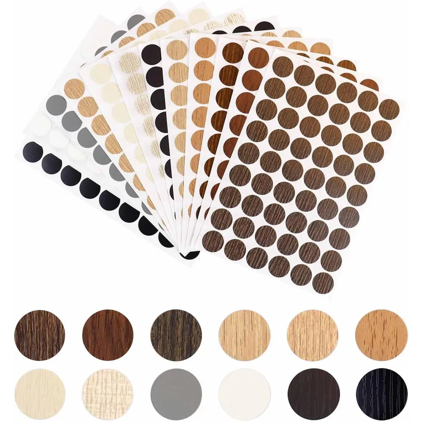 648 count Screw Hole Covers Stickers  Stickers for Furniture PVC Adhesive Screw Cover Caps for Wall Cabinet Desk Self-Adhesive Screws Hole Sticker 21mm   Textured Sticker (12 Colors)