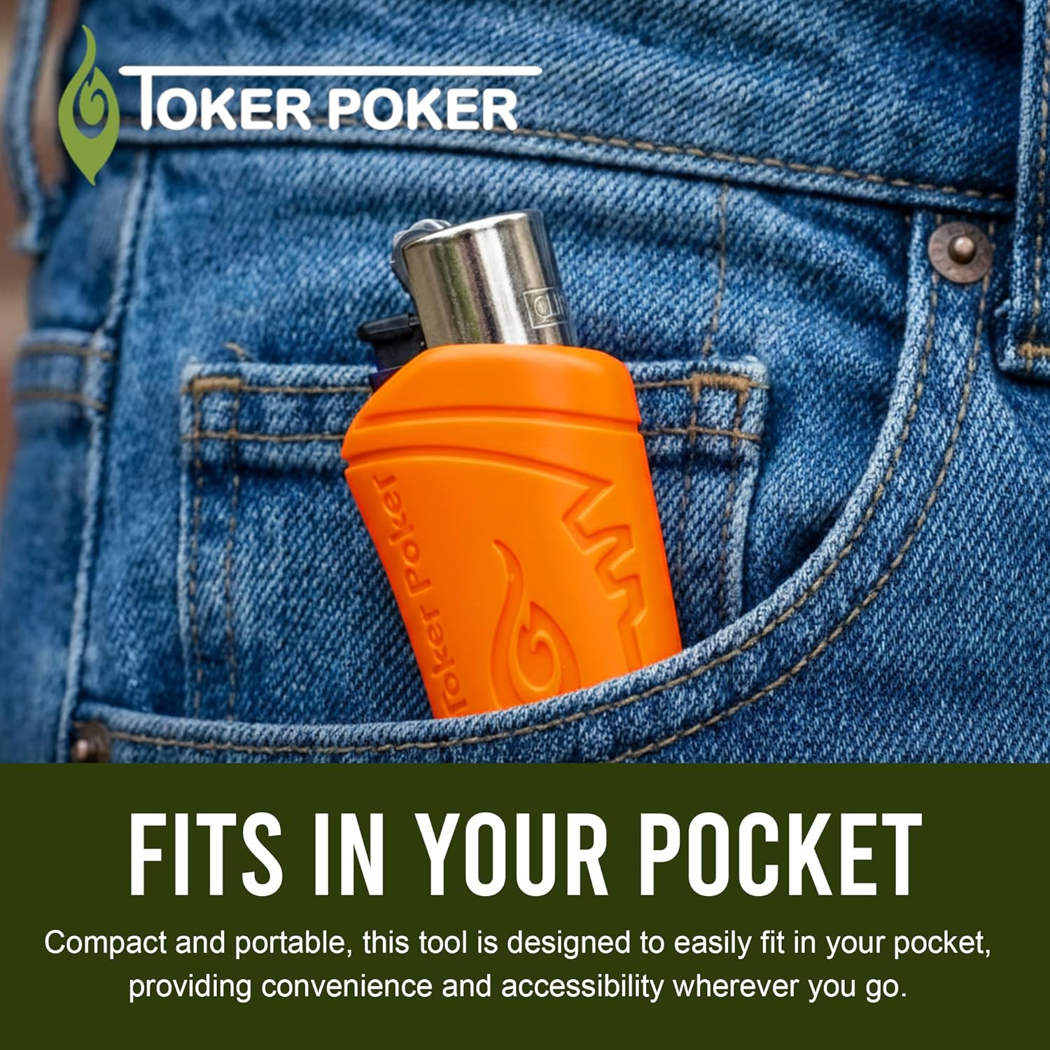 Toker Poker Clipper Lighter Case Orange All Inclusive Tool for Camping Hiking Outdoor Activities Portable Waterproof Lighter Holder Storage
