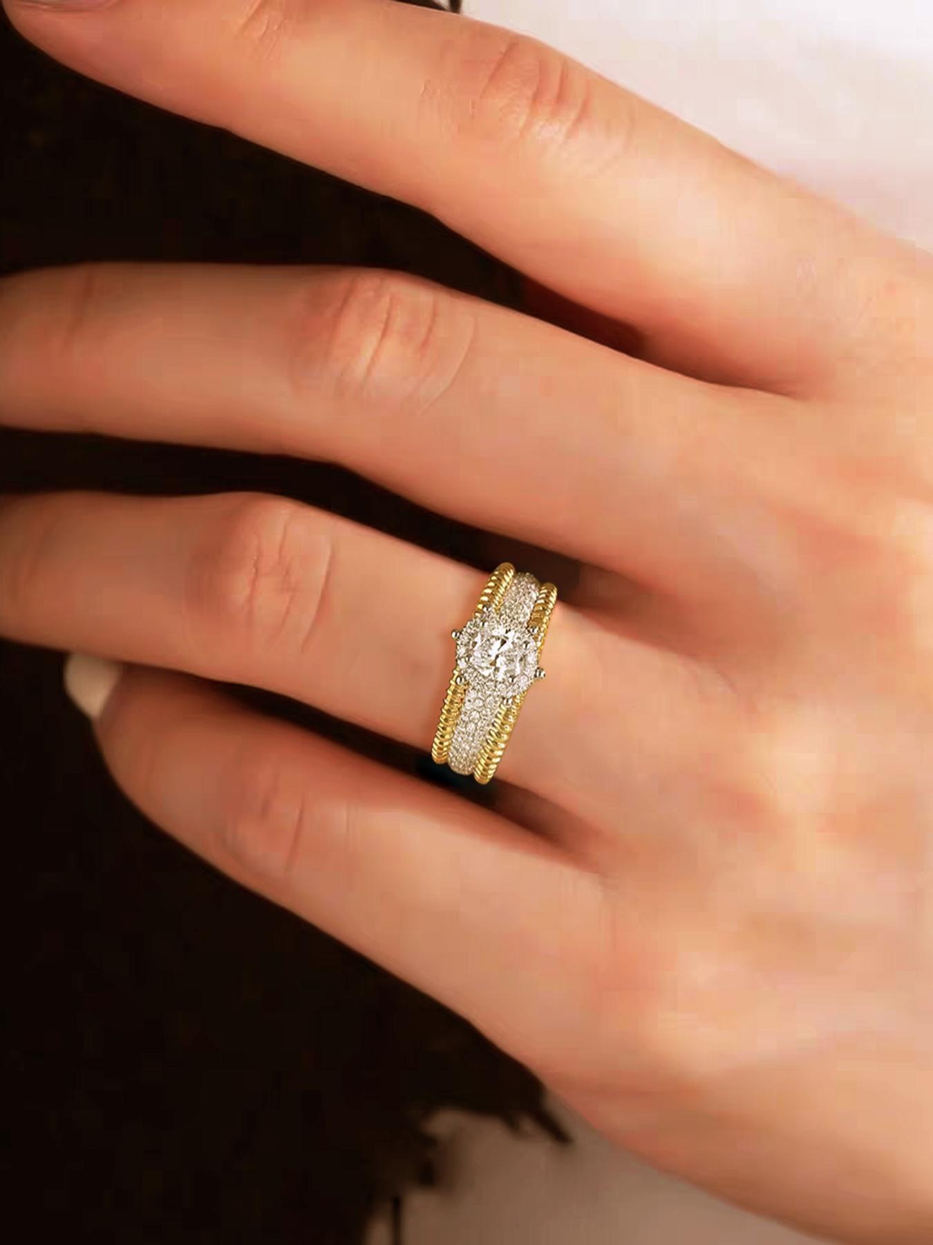 925 Sterling Silver Fashion Artificial Diamond Wedding Ring, Engagement Ring for Women, Trendy All-match & Exquisite Jewelry for Birthday Gift, Promiserings, Elegant Fashion Rings