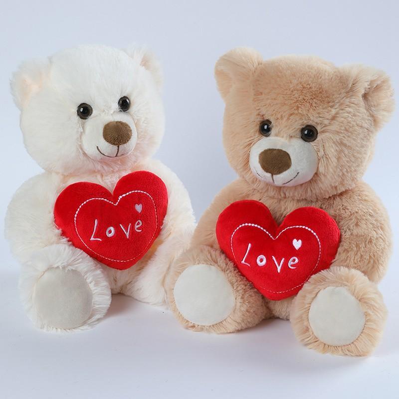 Teddy Bear Stuffed Toys with Love Heart Decor, 1 Count Cute Plush Bear Toy, Birthday Gift for Friend and Girlfriends, Love Gift for Mom