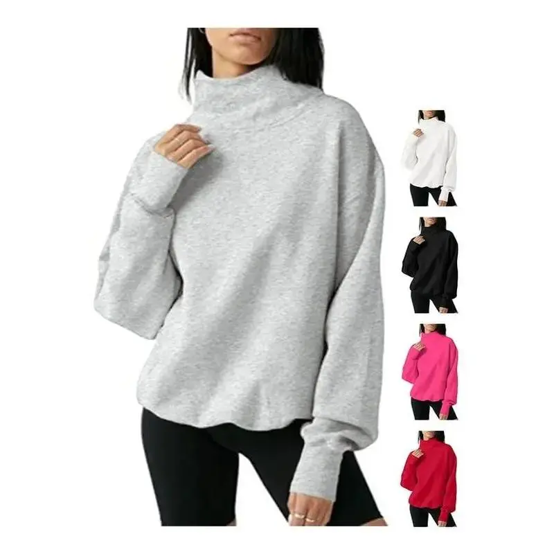 2026  Women's Oversized Turtleneck Sweatshirt Long Sleeve Pullover Tops Casual Hoodie Fall Outfits Cotton Cute compression shirts men thermal long sleeve workout tops oversized gym shirts