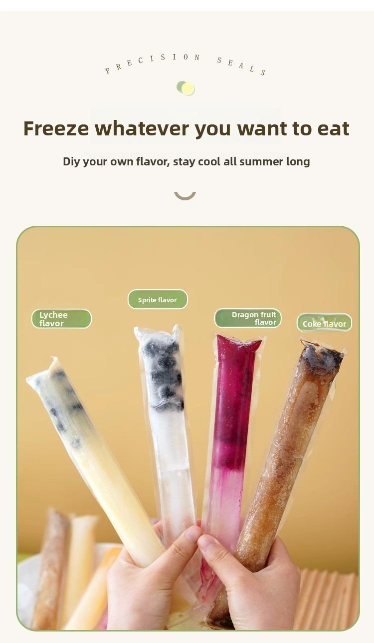 Food-Grade Disposable Popsicle Bags Self-Sealing Leak-Proof BPA Free Ice Cream & Fruit Jelly Molds Kids Friendly DIY Supplies