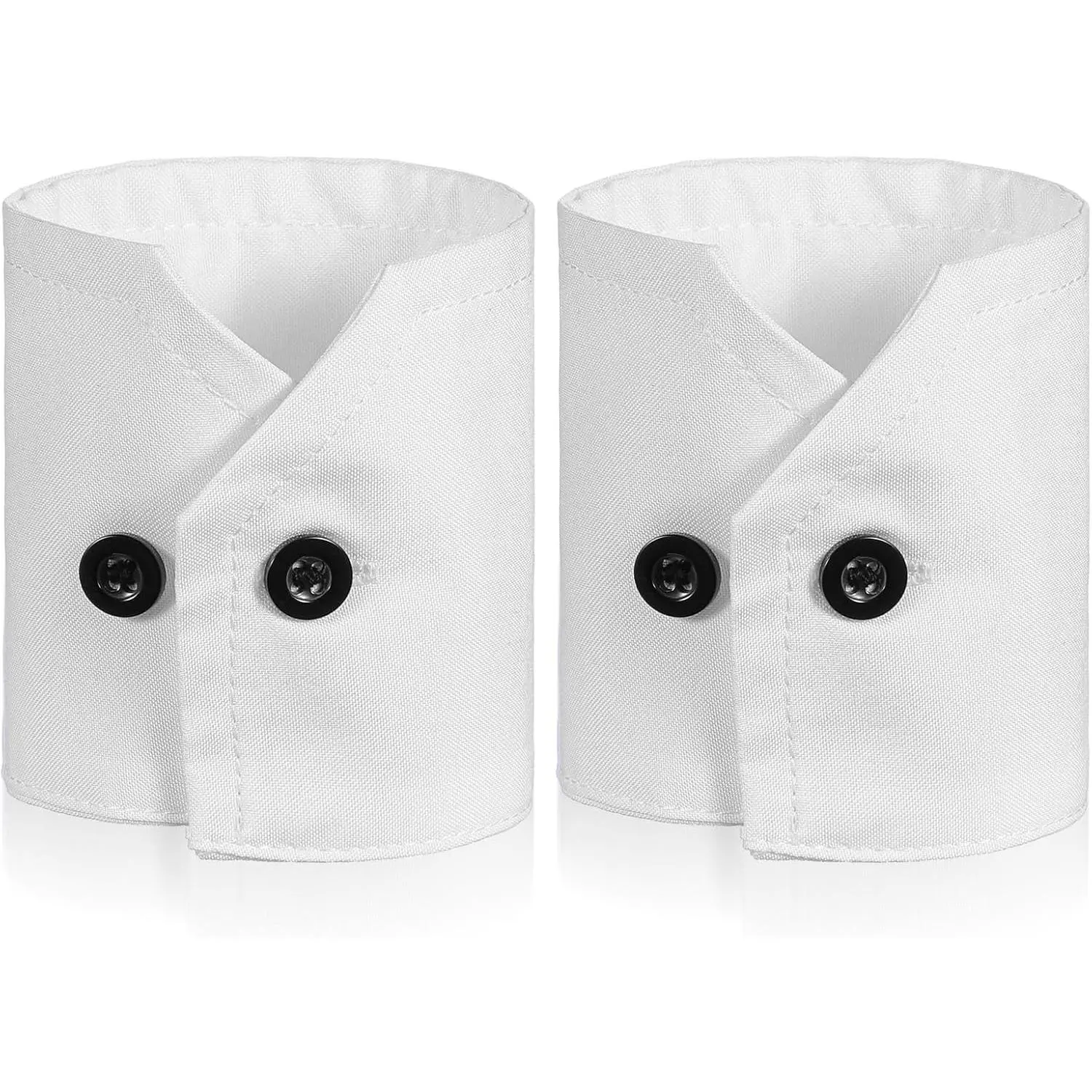 2 count  Wrist Cuff Sleeves, Detachable Sleeves False Hand Sleeve Garment Decorated Accessories for Women Men Dresses Shirts Suit Blouse Coat (White With Black Buckle)