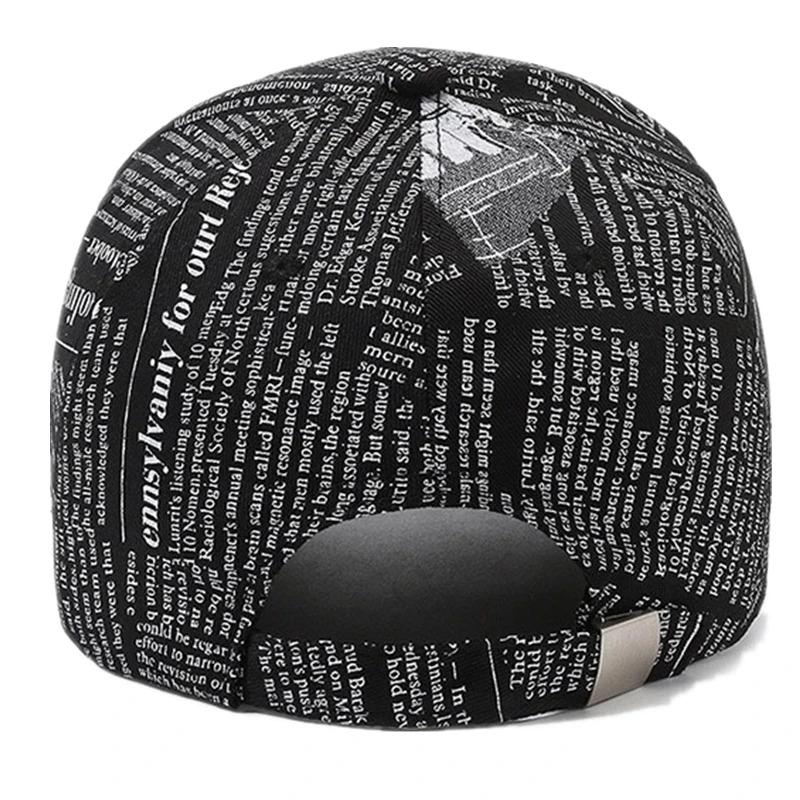 Hot Sale Unisex Casual Graffiti Newspaper Design Baseball Cap Street Hip Hop Sunscreen Outdoor Hat For Women And Men