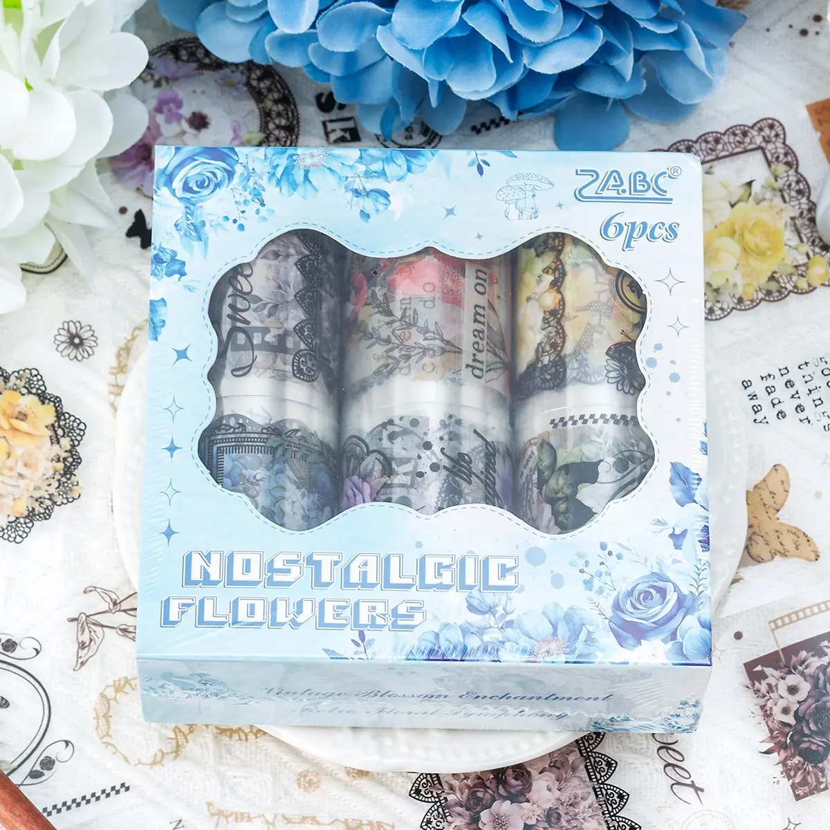 6 rolls/box Romantic Floral PET Tape Sticker Set, Colorful Flower Decorative Tape, Suitable for Students and Girls, Perfect for DIY Crafts, Scrapbooking, Journals, and Diary Decoration Accessories
