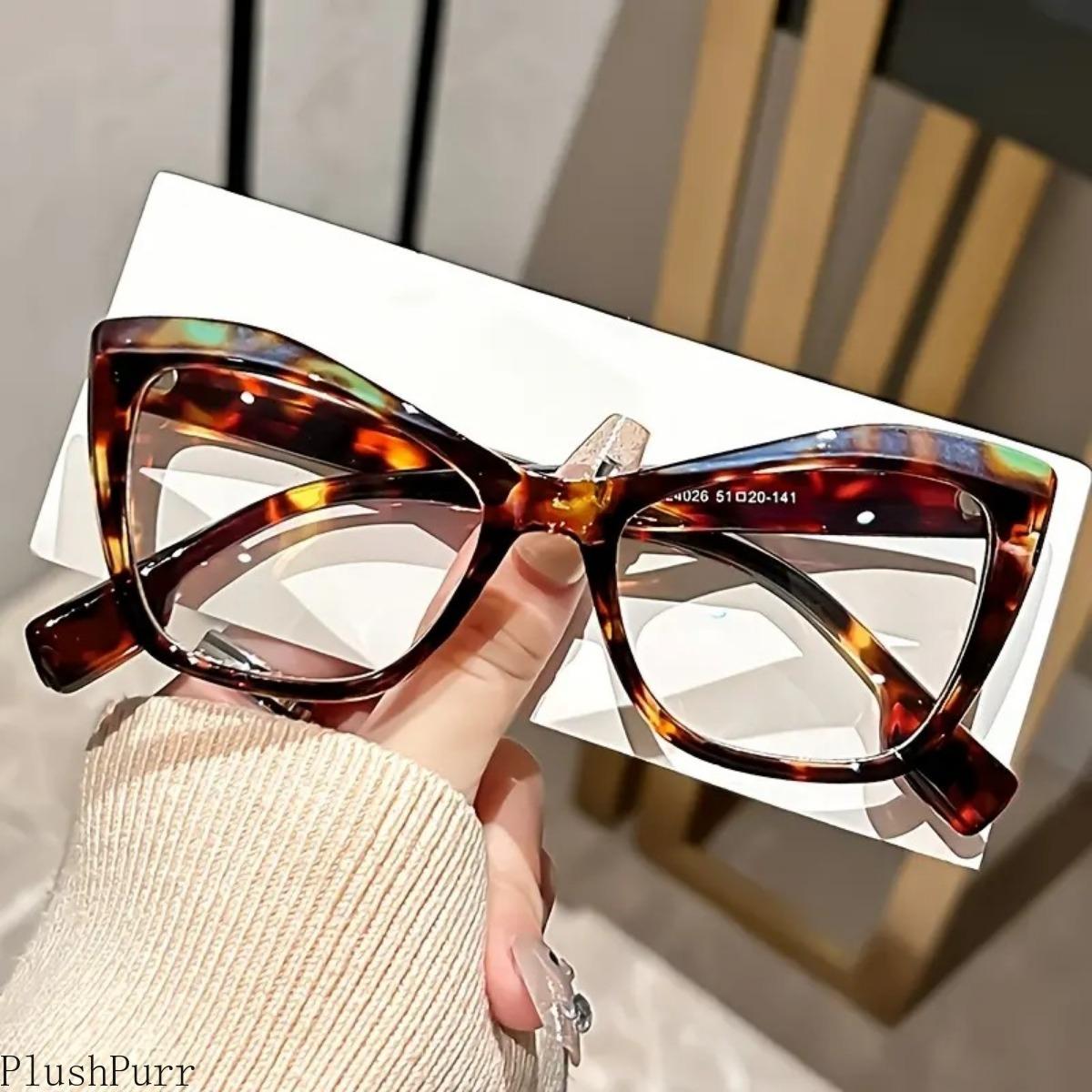 Chic Cat-Eye Blue Light Blocking Glasses, Retro Tortoiseshell Design, Full-Rim PC Frame, Fashionable Computer Eyewear for Women
