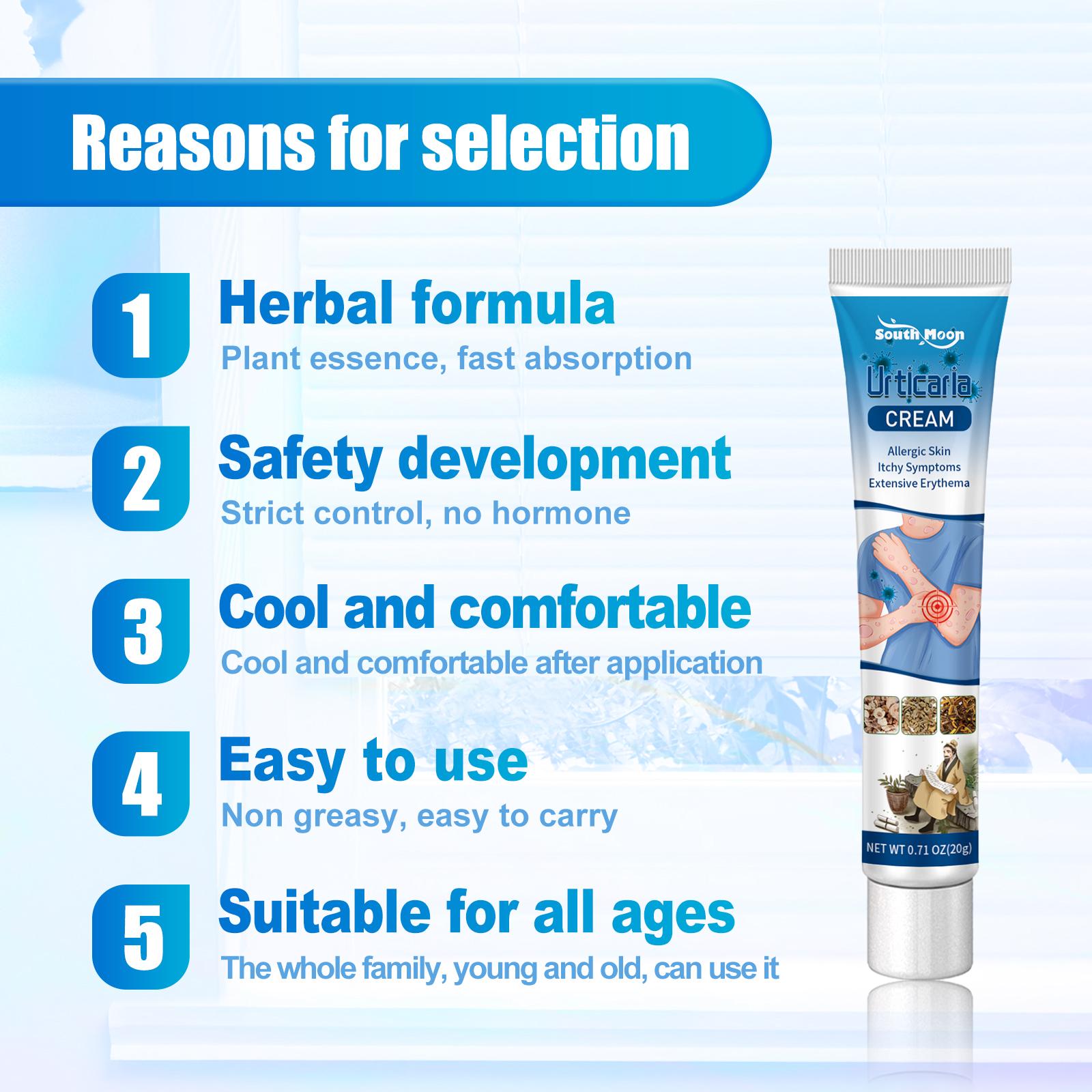 South Moon Urticaria Cream, Topical Ointment For Relieving Pruritus Redness And Repairing Skin