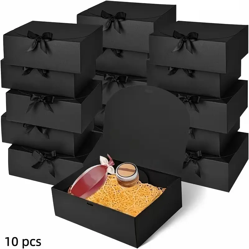 10 Pcs Elegant Gift Box with Ribbon, Classy Gift Box, Perfect for Weddings, Birthdays, Special Occasions, Jewelry Display, Party Gifts, Decorative Displays