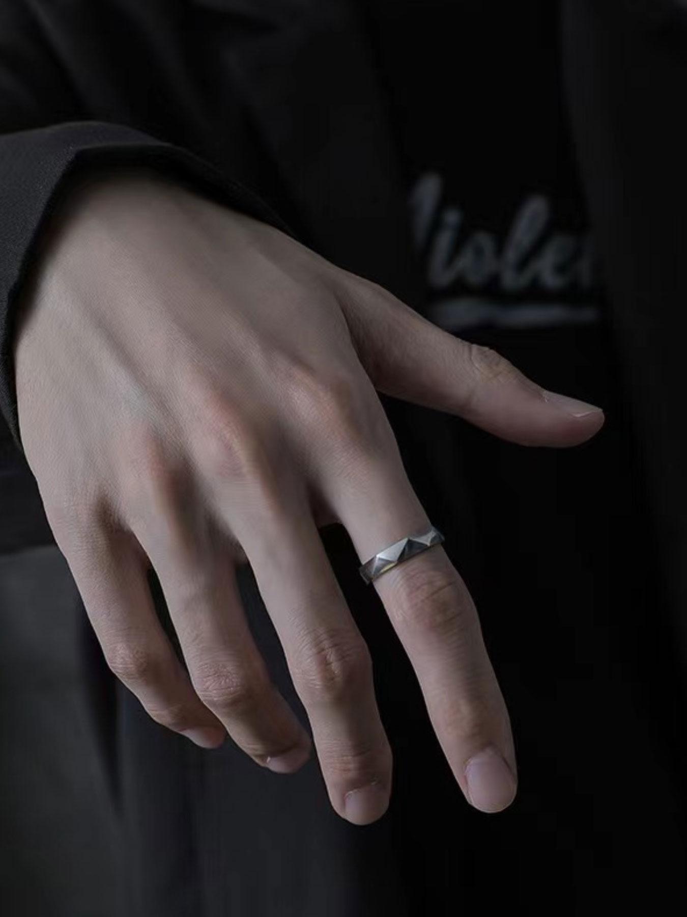 1 Piece Punk Geometric Design Stainless Steel Ring, 2023 Trendy Simple and Fashionable Stackable Statement Rings, Fashion Accessories for Both Men & Women, Matching Hand Jewelry, Hip Hop Punk Style Streetwear, Non Tarnish Jewelry