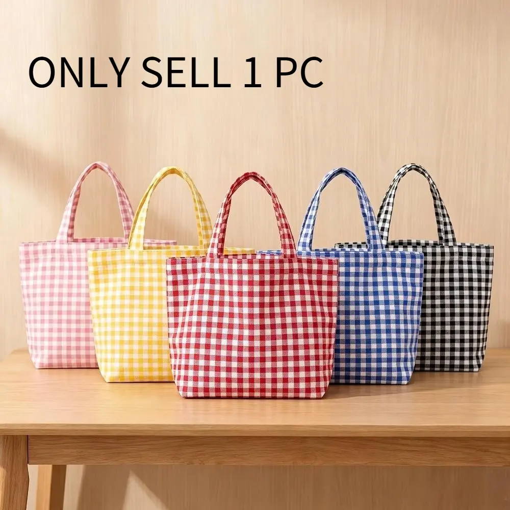 Plaid Tote Bag, Lightweight Reusable Handbag, Multi-purpose Lunch Bag for Commuting, Shopping, School & Daily Walking, Single Pack, Sweet Practical Gift for Women