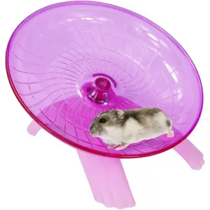 Flying Saucer Silent Running Exercise Wheel for Gerbil Rat Mouse Hedgehog Small Animals (Pink)