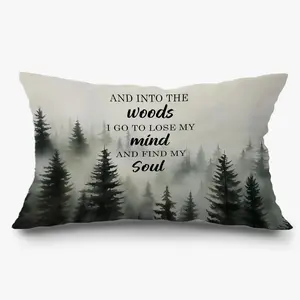 Inspirational Forest Mountain Nature Pillow Covers 12x20, and Into The Woods I Go to Lose My Mind Decorative  Pillow Covers for  Cabin Lake House, Gifts for Nature Lovers