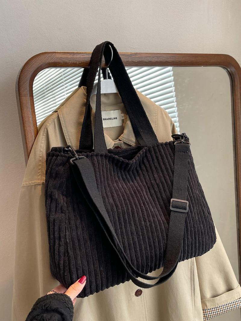 Summer 2025 New Arrival Women's Preppy Minimalist Tote Bag As Gift, Trendy Large Capacity Shoulder Bag, All-match Shoulder Bag for Daily & School Use, Clean Girl Commuter Bag for Teen Student, Valentine's Day, Gift