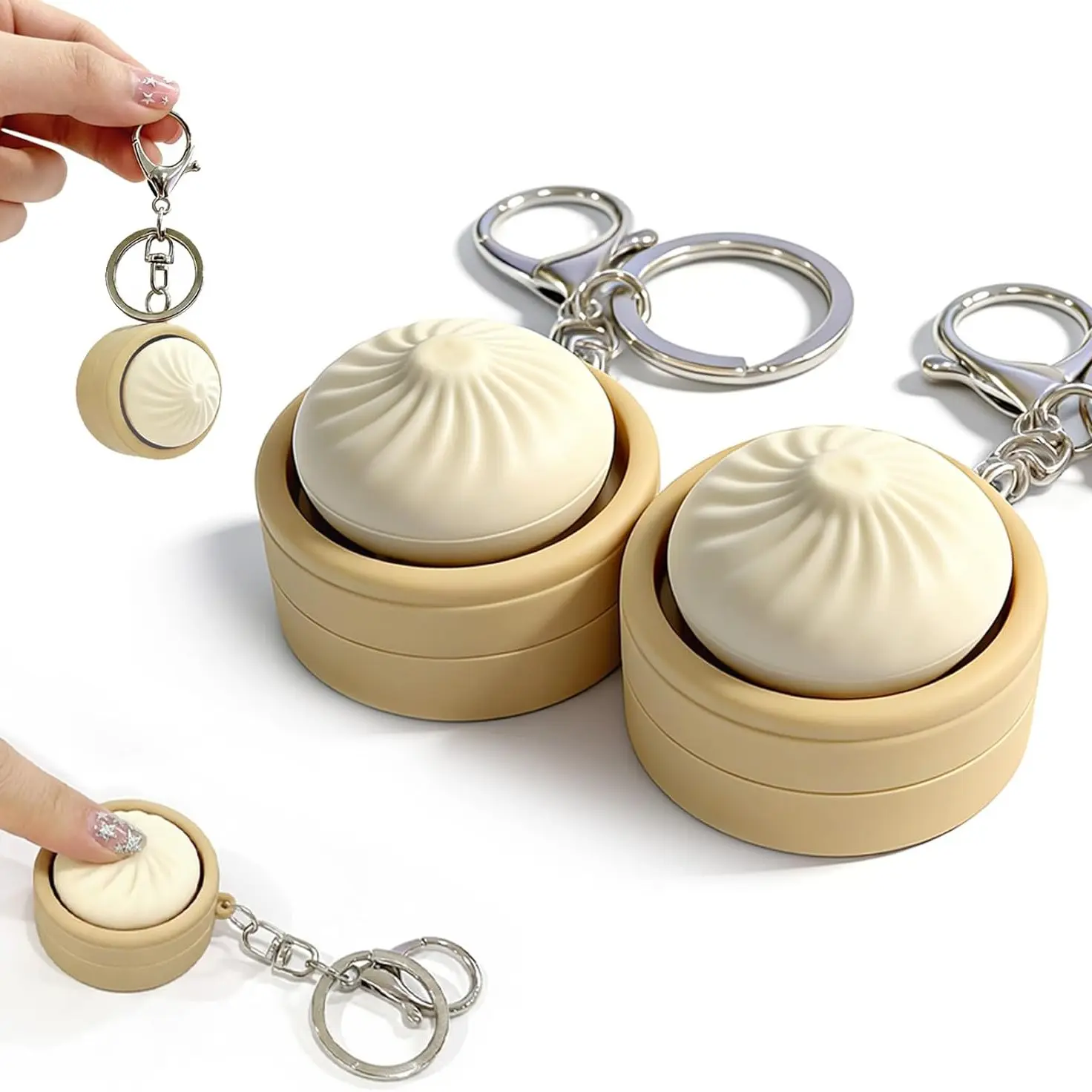 4 Counts Dumplin Keyboard Fidget Toy, Crisp Sound Stress Relief, Cute Fidget Clicker Keychain, Anxiety Toys for Adults, Focus Boost