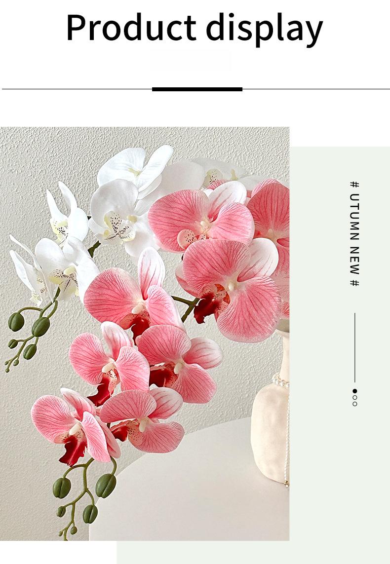 9 artificial Phalaenopsis orchids made of film, 3D printed artificial flowers with a luxurious feel, suitable for decoration in the living room, dining table, entrance, and wedding room
