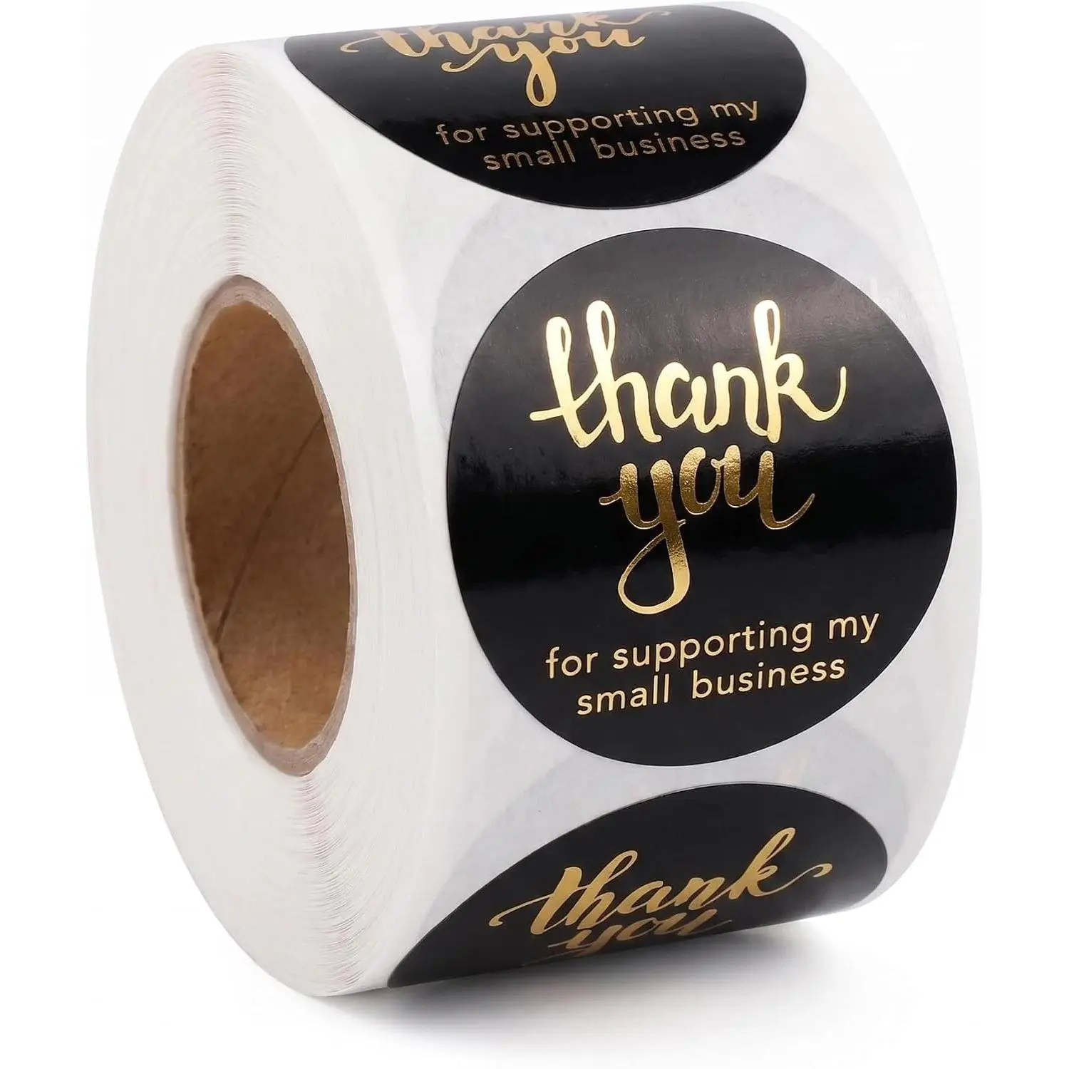 500 count Thank You for Supporting My Small Business Stickers – 1.5 Inch Black and  Foil Round Labels – 4 Fonts –  Self-Adhesive Seals for Packaging, Envelopes, Boxes, Orders &  Bags