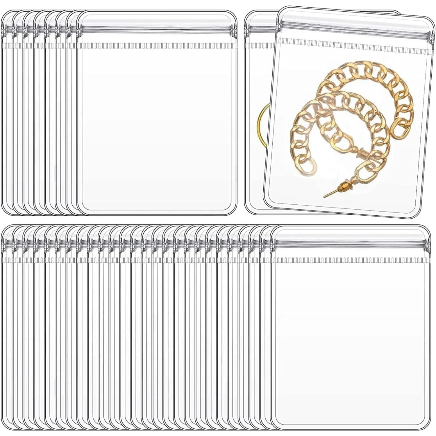 PVC Clear Jewelry Anti Oxidation Zipper Bag Antitarnish Plastic Bags for Packaging Jewelry Rings Earrings Transparent Poly Pouch（100pcs 2.76 * 3.94 IN）
