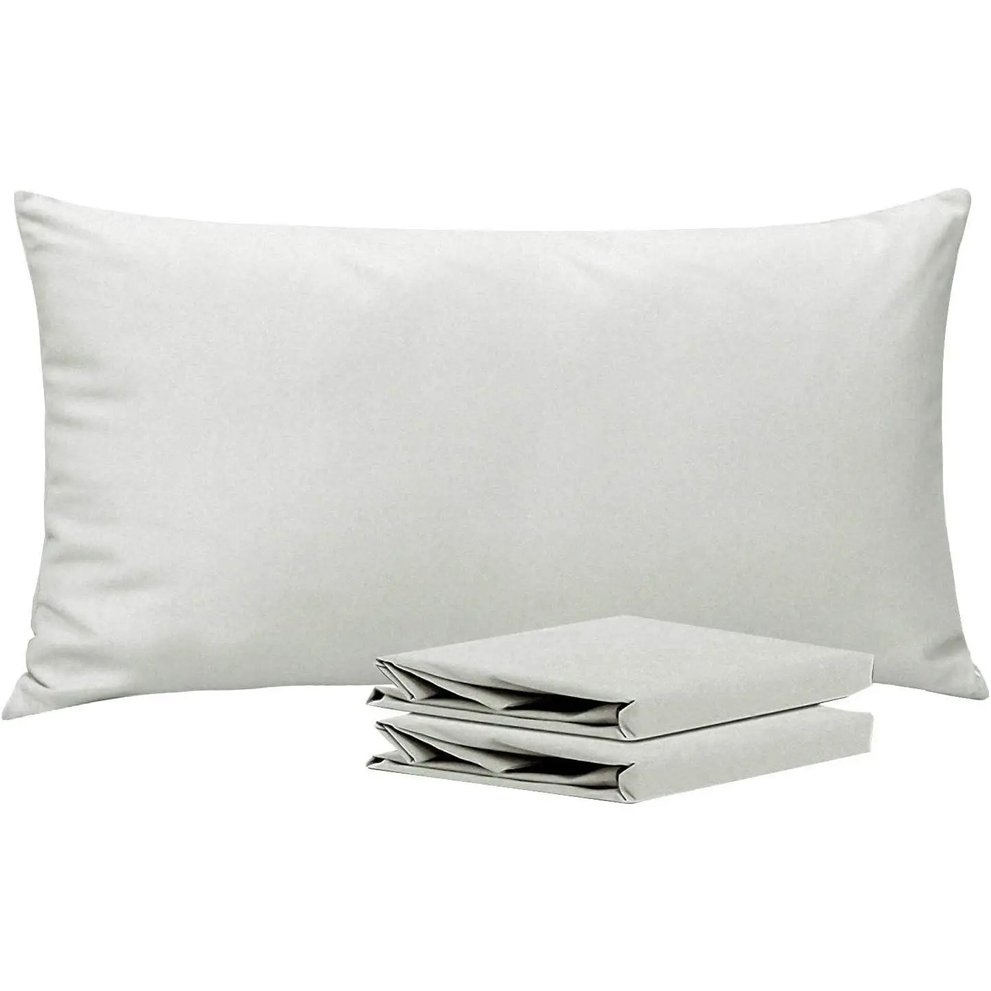 King Pillowcase Set - 2 Pack Brushed Microfiber 20x36 Pillowcases - Soft, Wrinkle-Free, Fade-Resistant, Stain-Resistant, Light Grey Pillowcases with Envelope Closure - 20x36 Inches, Light Grey