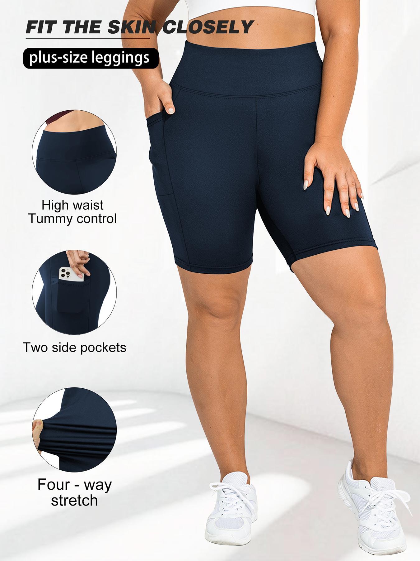 【Plus Size】 Solid High Waist Biker Shorts, Stretch Shorts, Casual Comfy Breathable Skinny Shorts for Daily Wear, Women's Bottoms for Summer