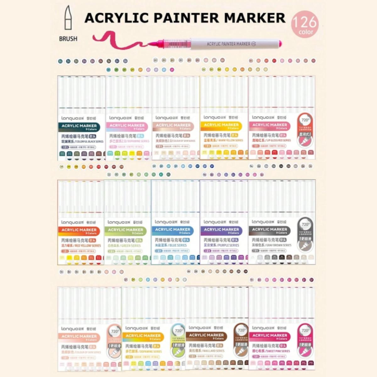 Acrylic Marker Pen (1 Set), Acrylic Paint Marker Pen, Diy Graffiti Painting Pen for Stone, Glass, Ceramic, Metallic, Art Supplies for Students