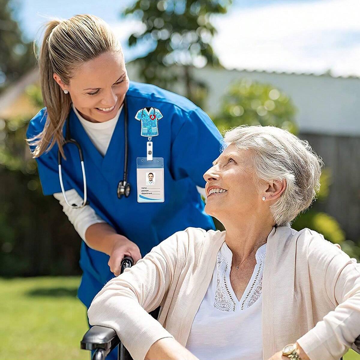 Medical Themed Badge Holder, 1 Count Retractable Badge Reel with Clip, Creative ID Badge Holder for Nurse & Doctor, Badge Decoration