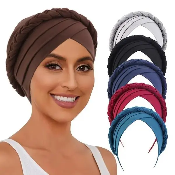 Women's 3PCS Casual Twist Braid Headwraps - Handmade Crafted Style Head Scarves, Female Daily Baotou Hats for Gifting