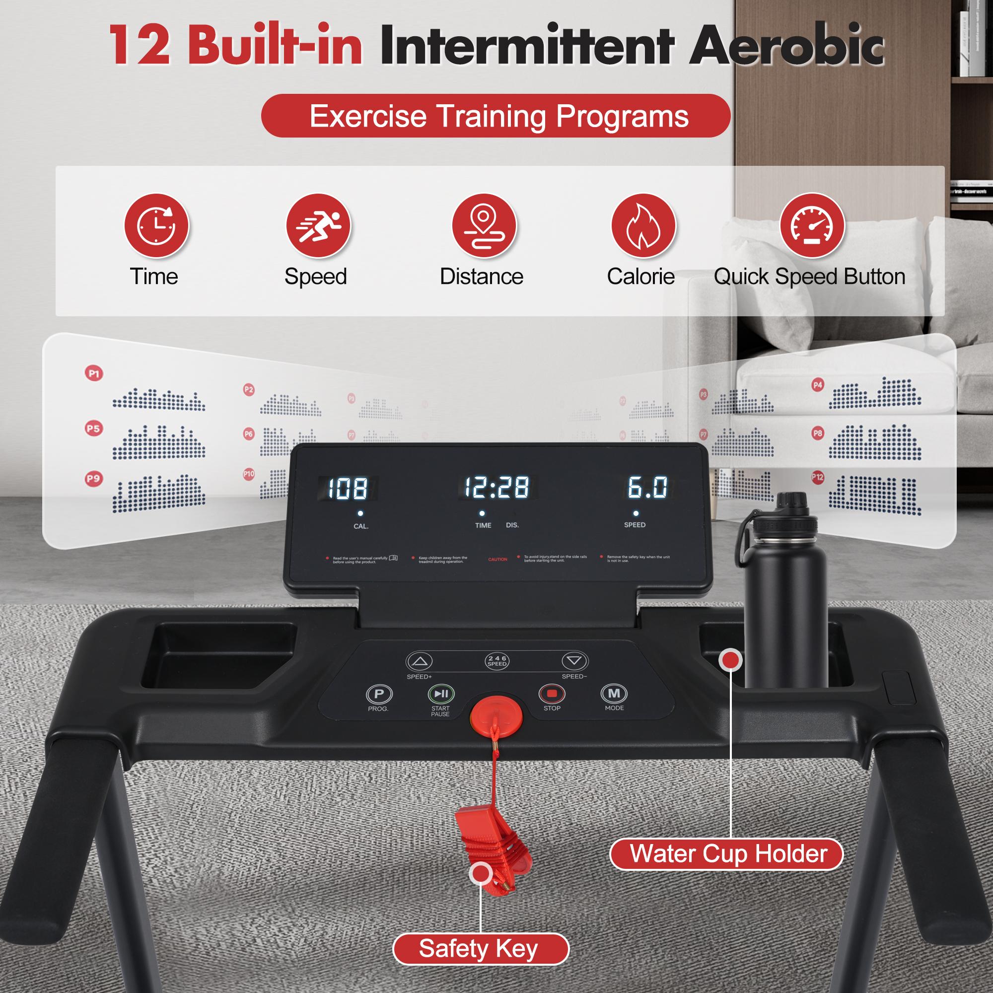 3.0HP Foldable Treadmill with 8% Incline, 40.94x14.17 Inch Anti-Slip Running Belt, Double Shock Absorption, 1–8 MPH Speed, 12 Preset Programs, 265LBS Capacity, Quiet Home Office Fitness Running Machine 3.0HP Foldable Treadmill with 8% Incline, 40.94x14.17 Inch Anti-Slip Running Belt, Double Shock Absorption, 1–8 MPH Speed, 12 Preset Programs, 265LBS Capacity, Quiet Home Office Fitness Running Machine