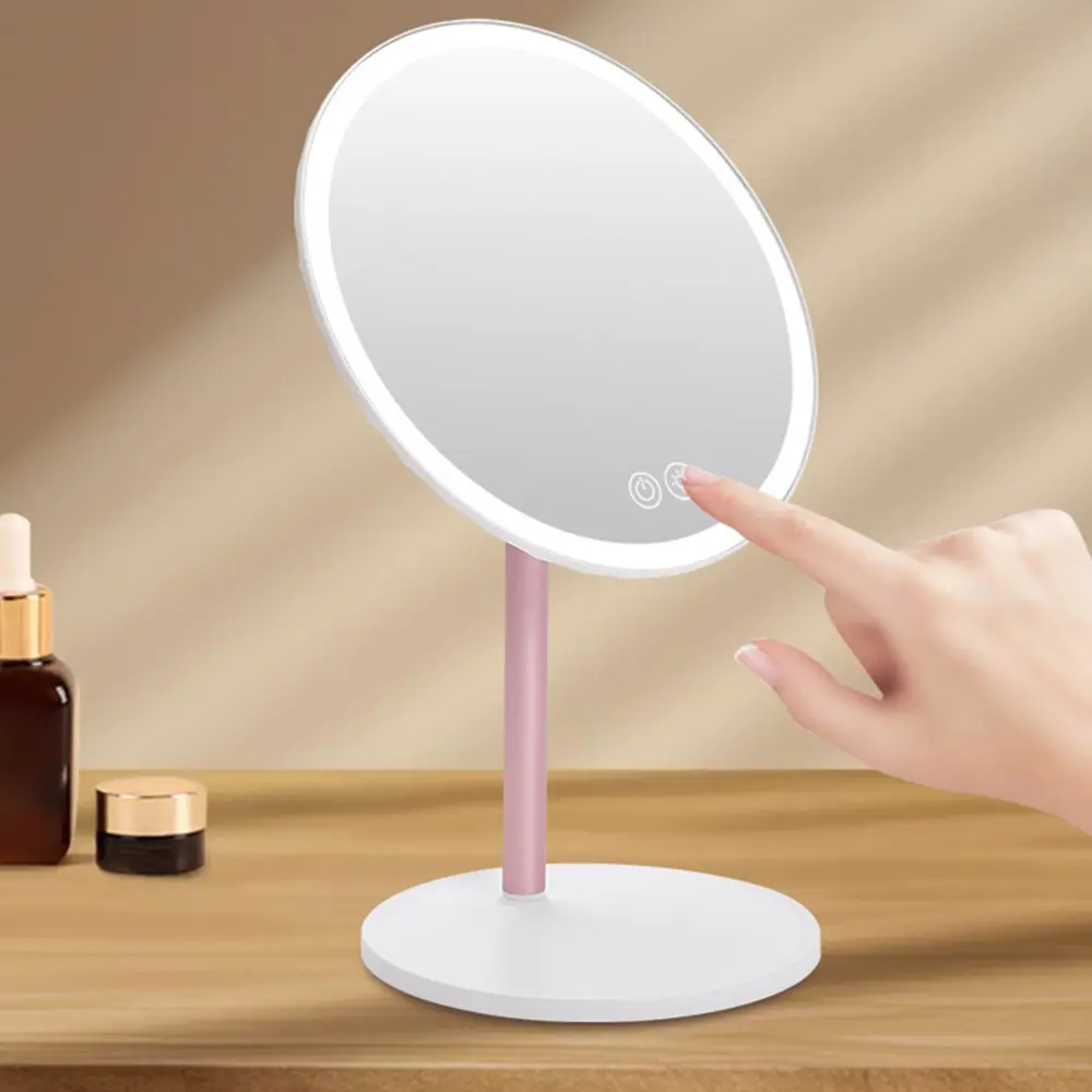 1PCS LED desktop makeup mirror with 84 light beads, detachable makeup mirror, 3-color adjustable light, 90 degree rotating makeup mirror, suitable for both men and women