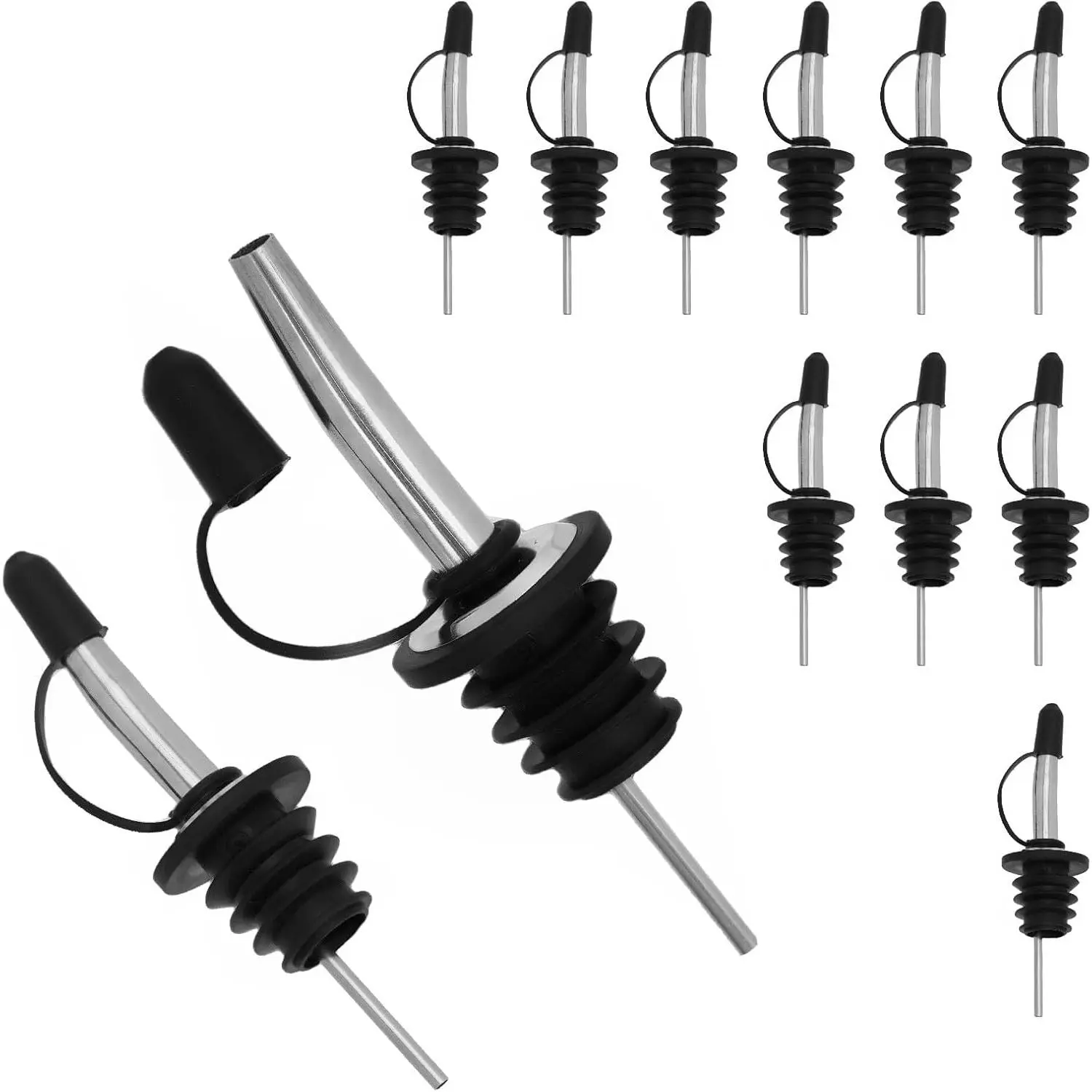 12 count  Pour Spout with Dust Caps, Stainless Steel Pour Spouts for  Bottles, Sealed Bottle Pourers for  (, 12)