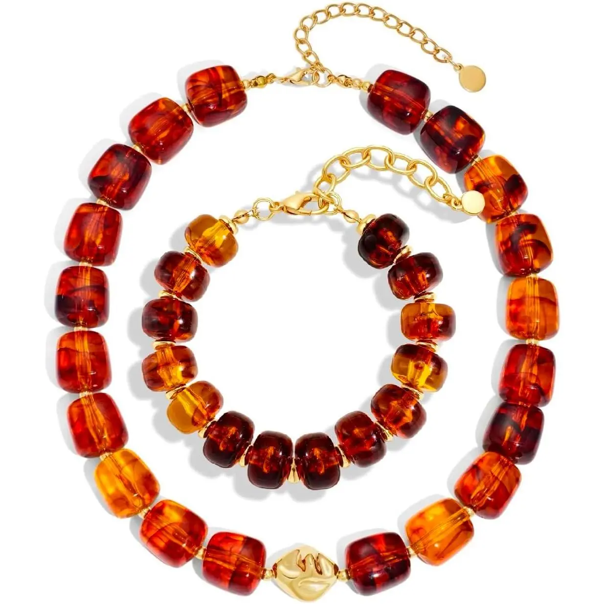 Beaded Necklace Set,Big Chunky Colorful Necklace,Bold Statement Beaded ,Bangles  Metal Summer Beaded