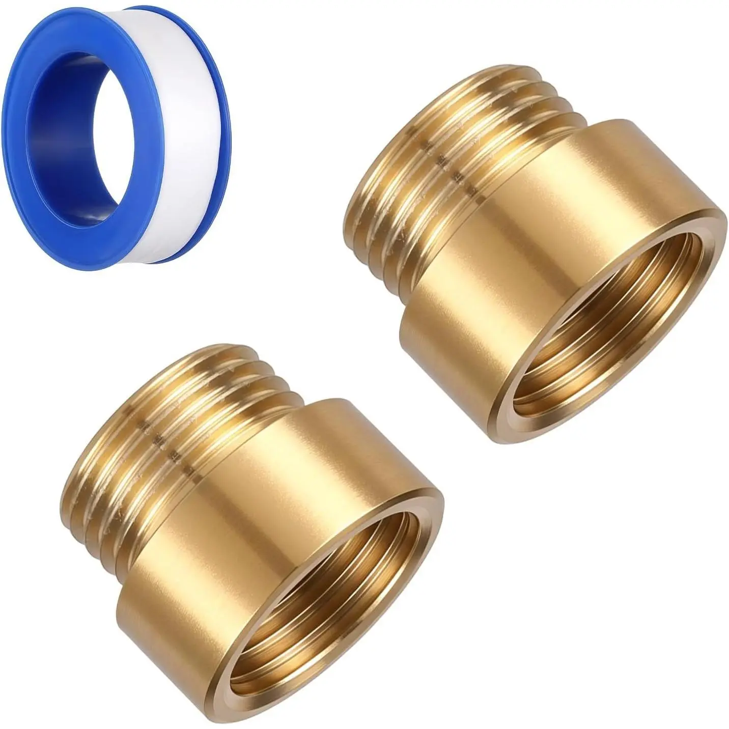 2 Packs 1/2 Male to Female Brass Fittings, Brass Pipe Fitting Adapter G Adapter Pipe Extension Fittings with Plumbers Tape for Connecting and Extending Pipes Tubs and Taps