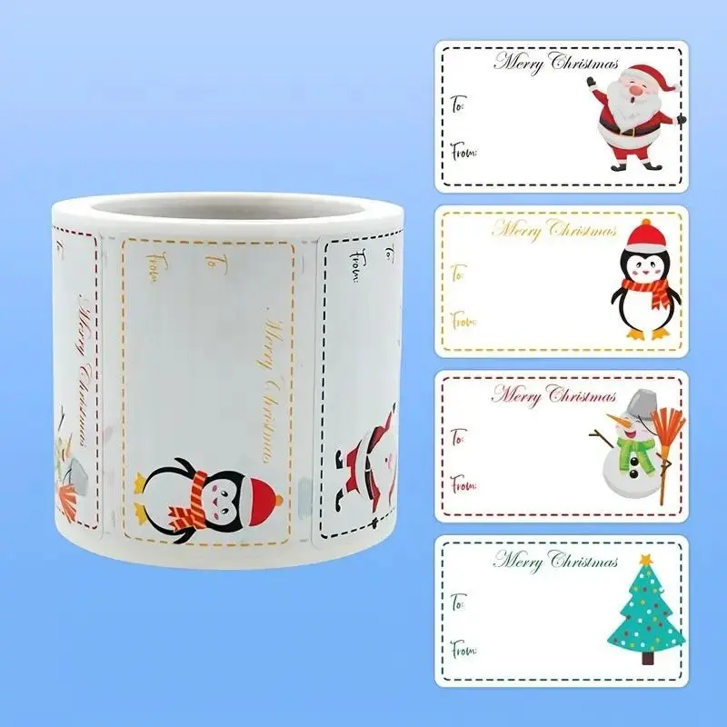 250 Christmas Gift Tags, Self-Adhesive Holiday Labels, Festive Paper Stickers, Perfect for Christmas Bags, Seasonal Decoration