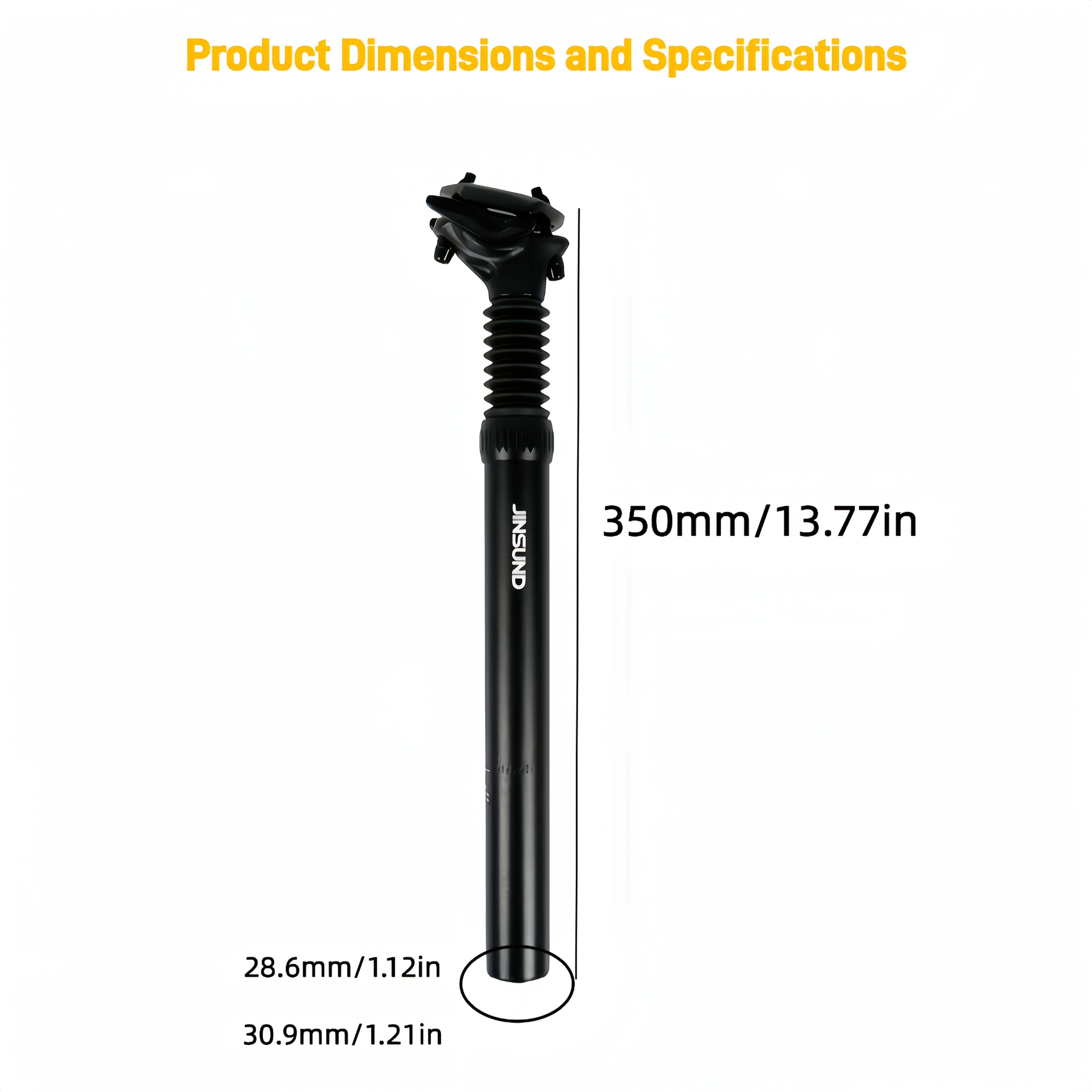 Mountain bike shock-absorbing seat tube, with spring shock absorption, the hardness and softness of the shock absorption can be adjusted, the shock absorption area is fully covered, adjustable angle, made of aluminum alloy, bicycle accessory.