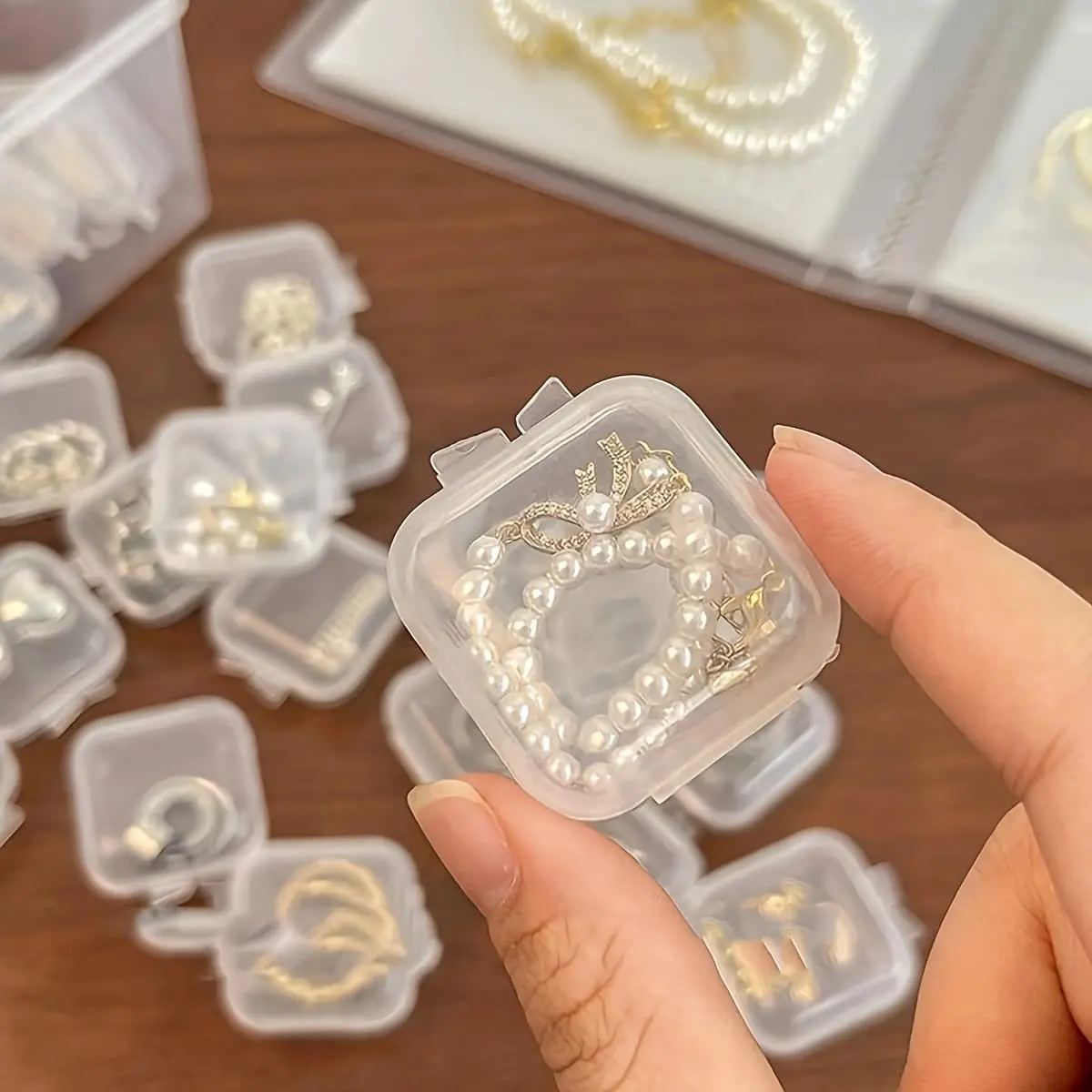 40Pcs Mini Jewelry Storage Containers, 1.37 x 1.37 x 0.7 Inches,Clear Plastic Cases  Pearl Bracelets and Small Accessories (40)